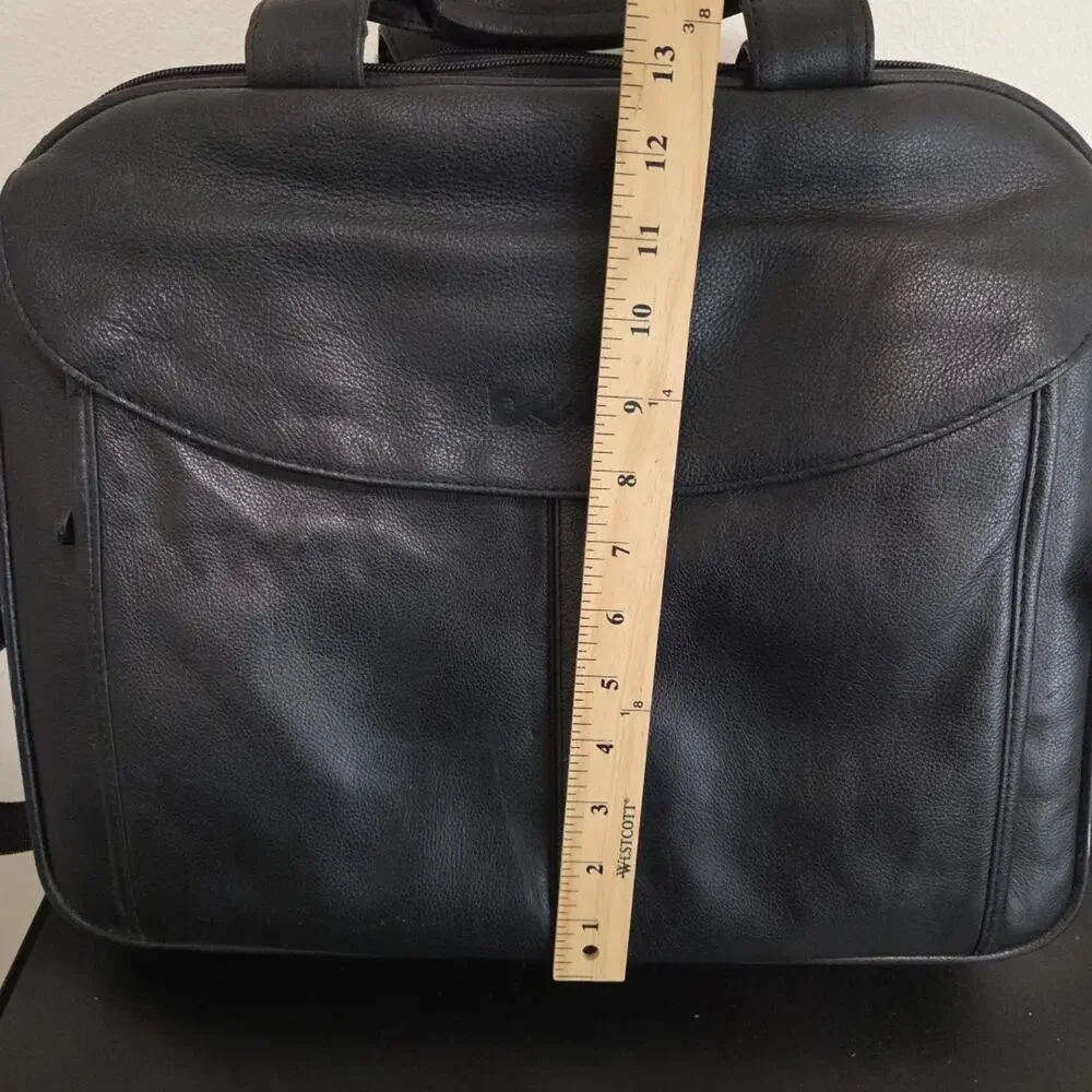Vintage Dell Laptop Leather Bag Carry On With Expandabe Storage Shoulder Strap